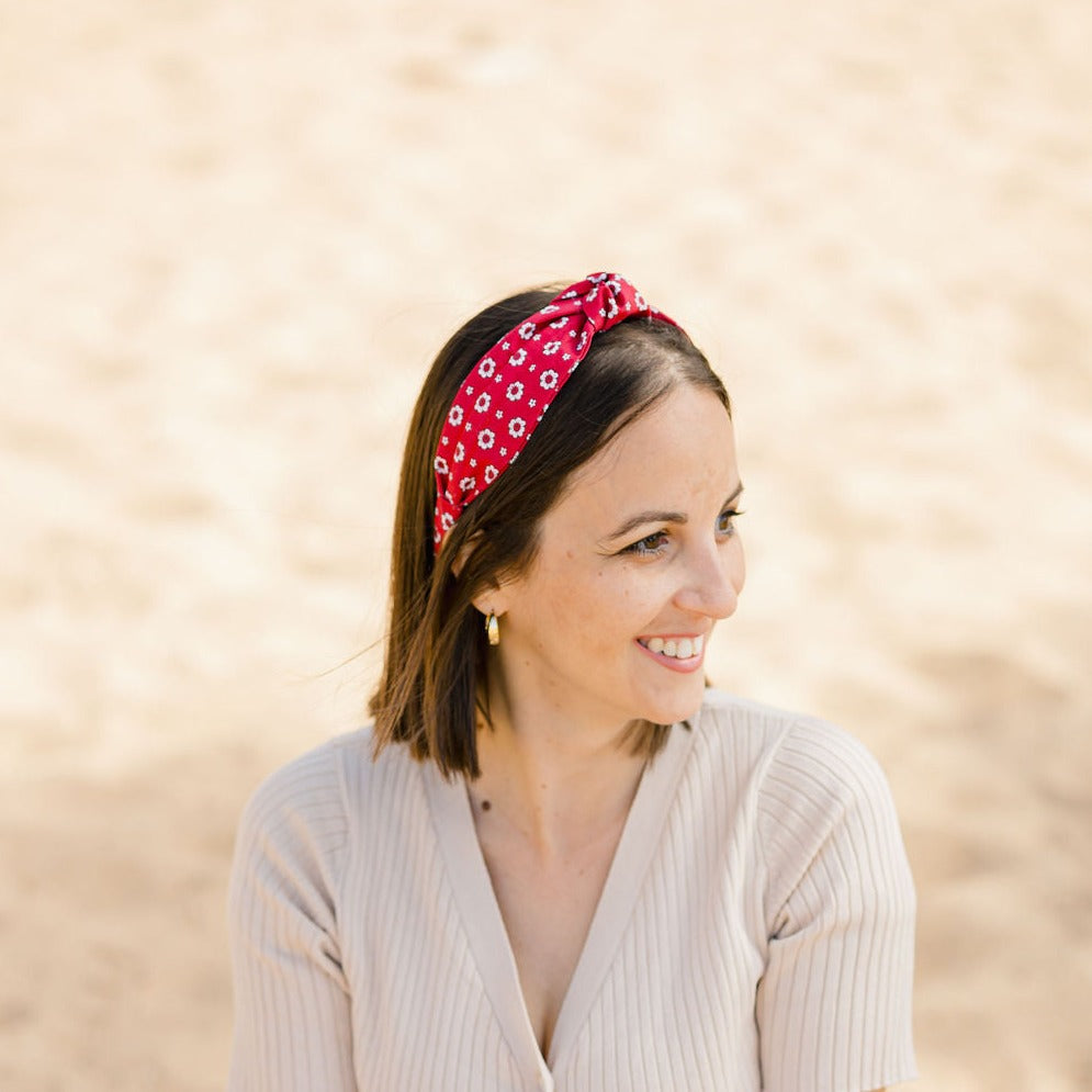Diadema mujer rojo flores