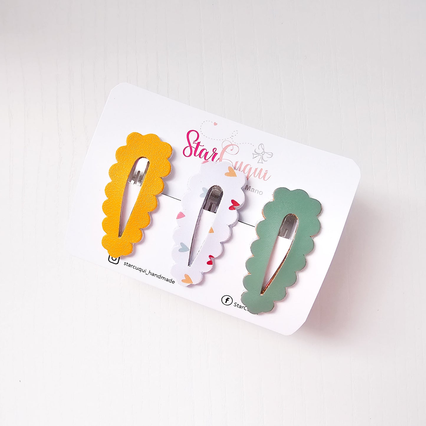 PACK Clip Corazón tonos mostazas y menta