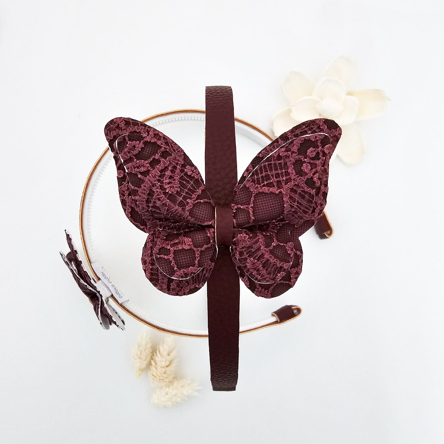 Diadema Mariposa otoñal burdeos