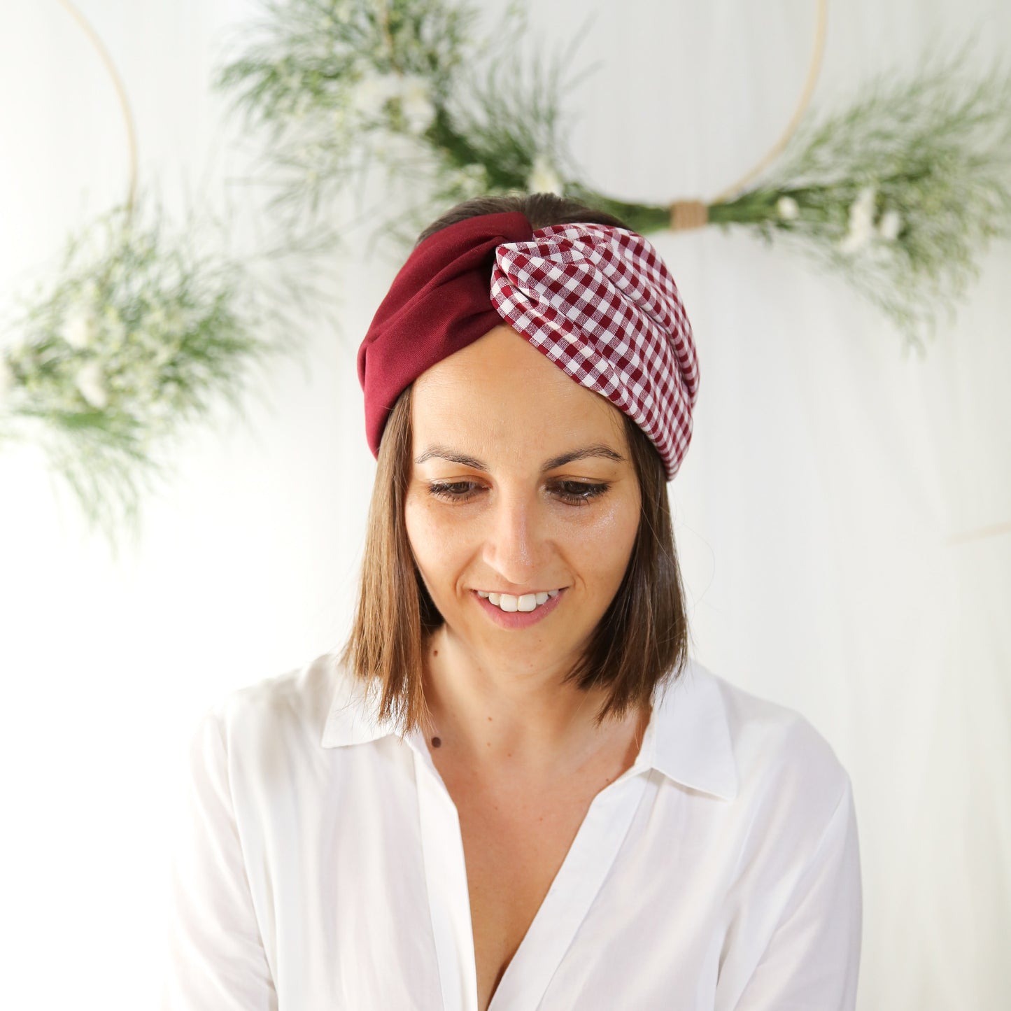 Bandana mujer vichy granate