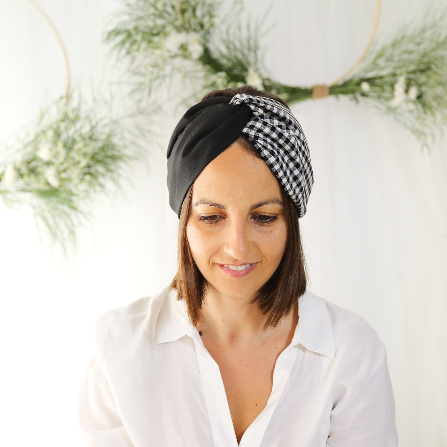 Bandana mujer vichy negro
