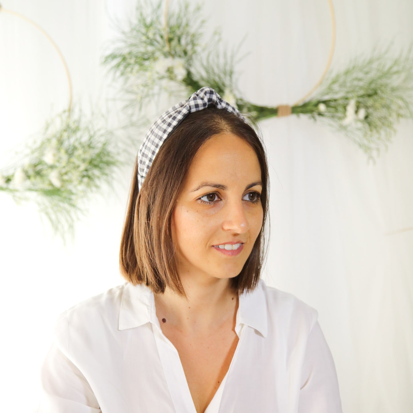 Diadema mujer vichy gris