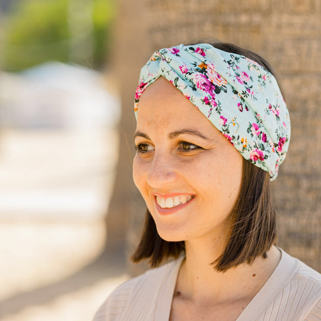 Bandana celeste flores