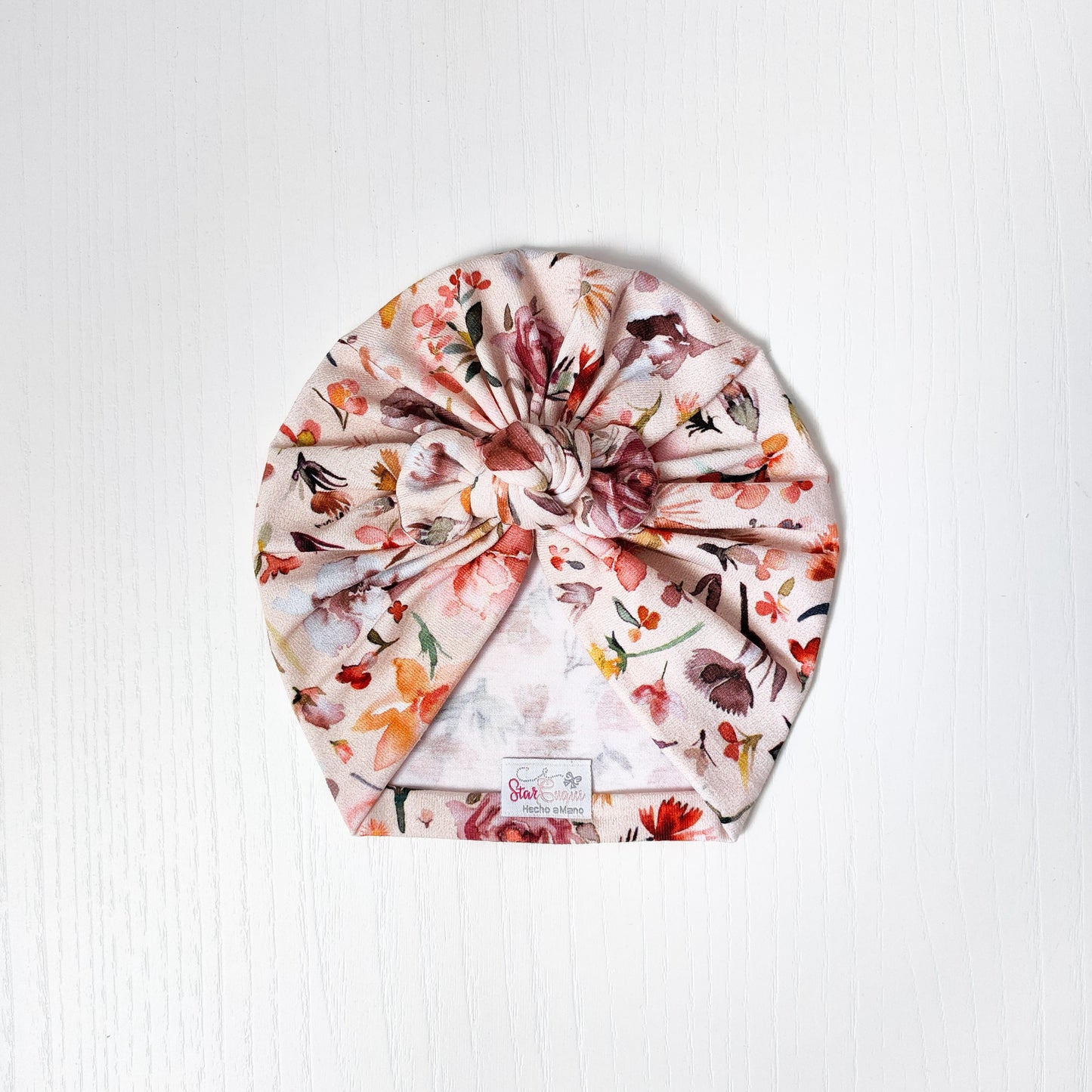 Turbante flor beig