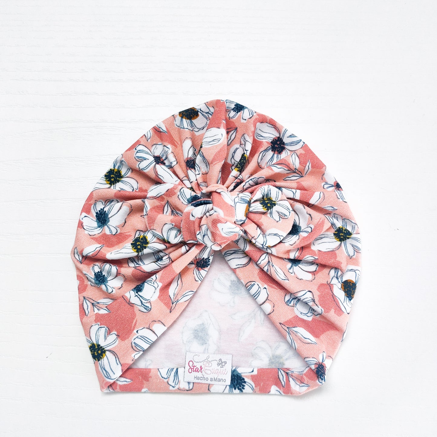 Turbante flores blanca