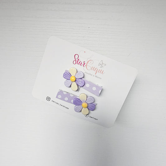 Pack Pinza FLORES DE CARAMELO lila pastel