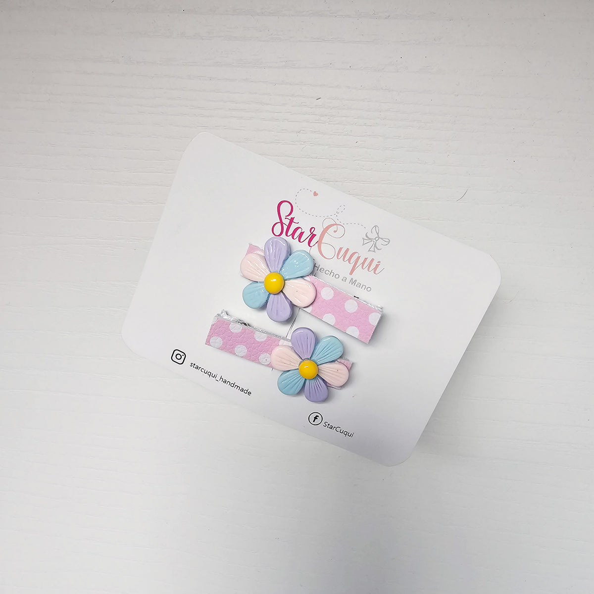 Pack Pinza FLORES DE CARAMELO rosa lavanda