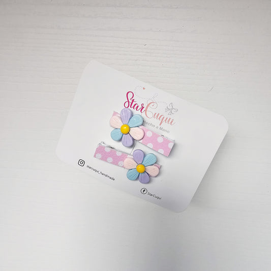 Pack Pinza FLORES DE CARAMELO rosa lavanda
