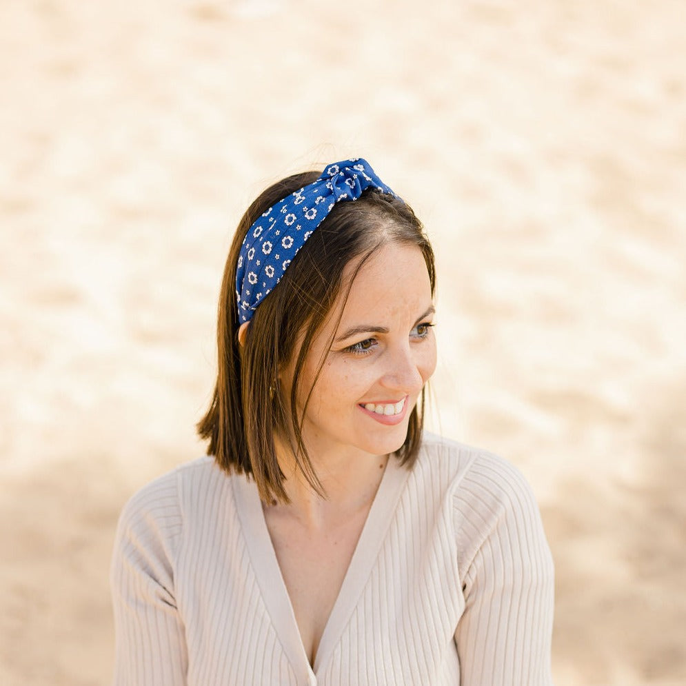 Diadema mujer azul flores