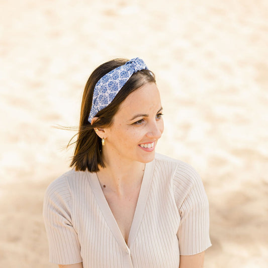 Diadema mujer azul rombo