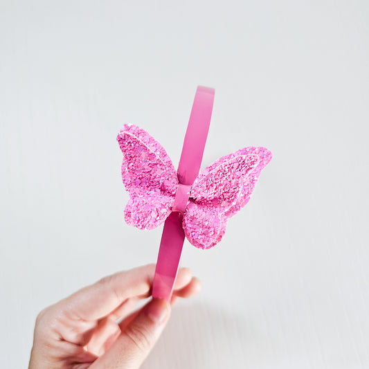 Diadema Mariposa encantada rosa