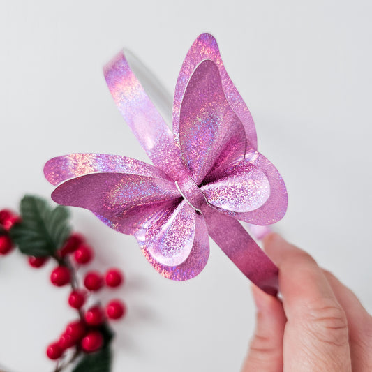 Diadema Mariposa Rosa Tornasol