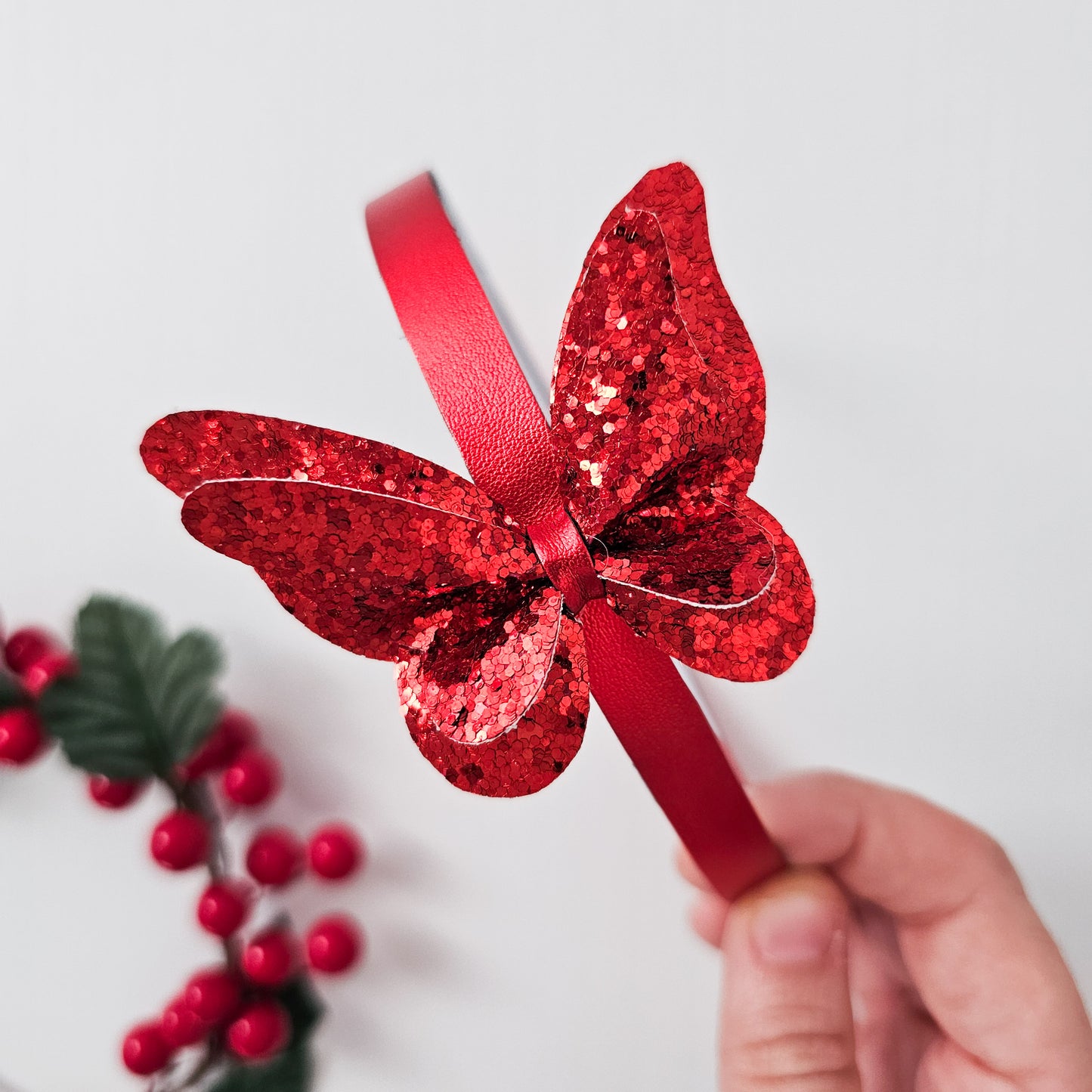 Diadema Mariposa Corazón rojo