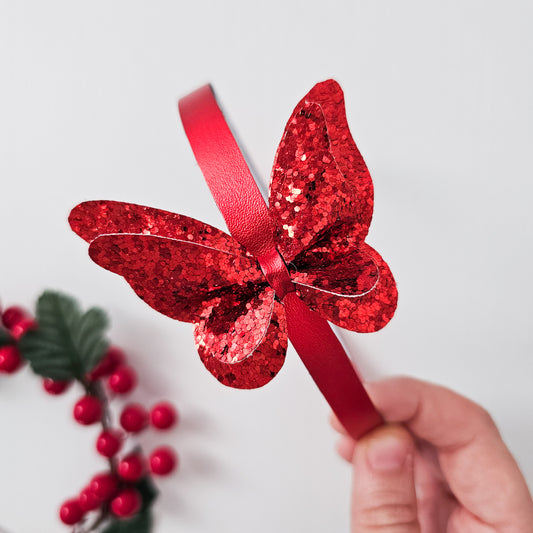 Diadema Mariposa Corazón rojo