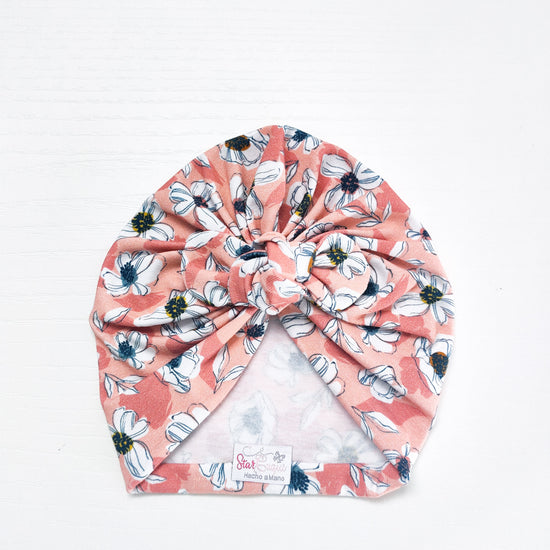 Turbante flores blanca